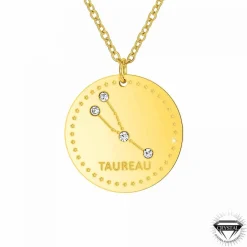 Athème Collier femme - B2449-TAUREAU Acier Doré | Femme Collier Et Pendentif
