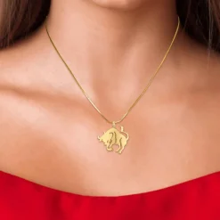 Athème Collier Femme - B2427-TAUREAU Acier Doré | Femme Collier Et Pendentif