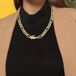 Lacoste Collier Femme Crocodile - 2040372 Acier Doré | Femme Collier Et Pendentif