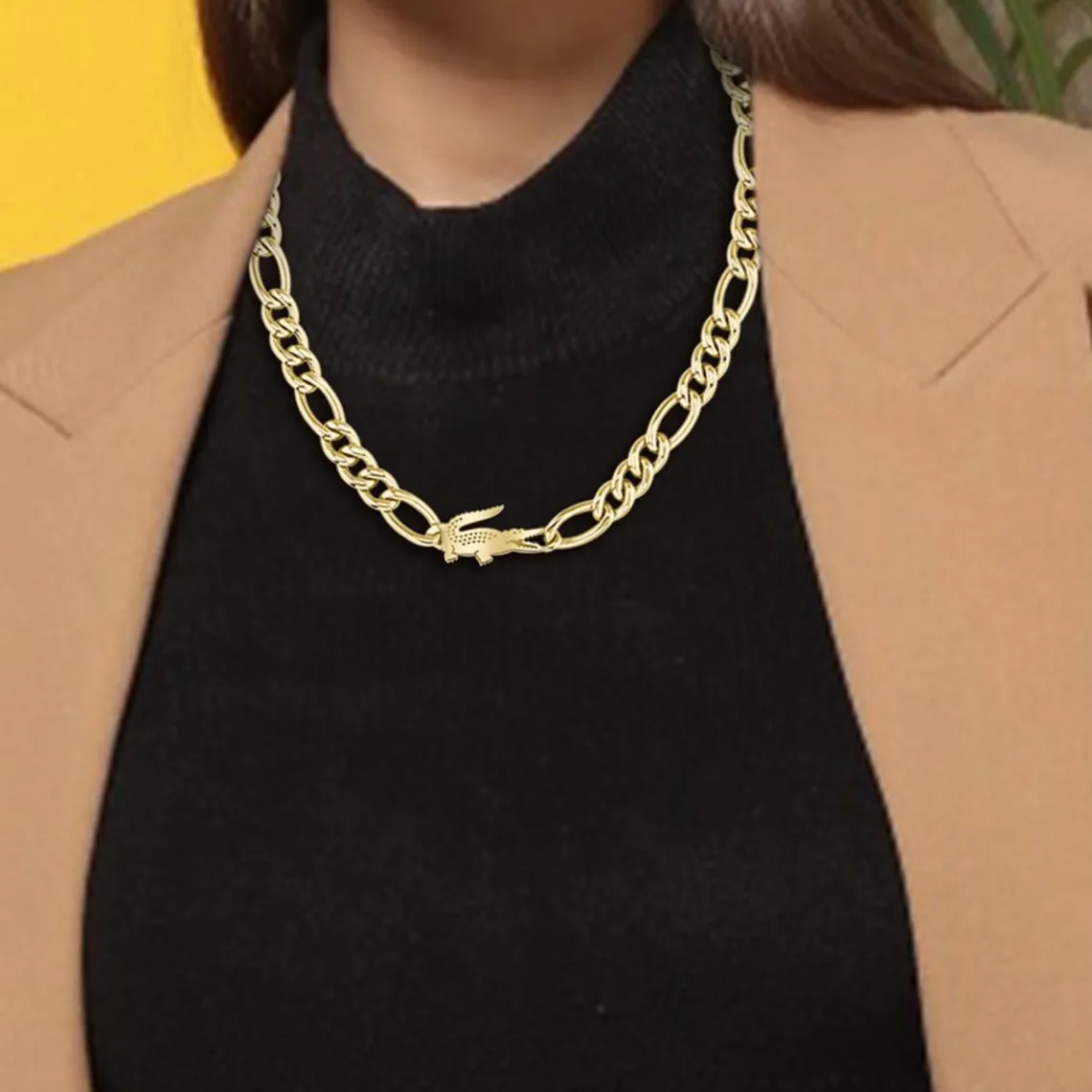 Lacoste Collier Femme Crocodile - 2040372 Acier Doré | Femme Collier Et Pendentif