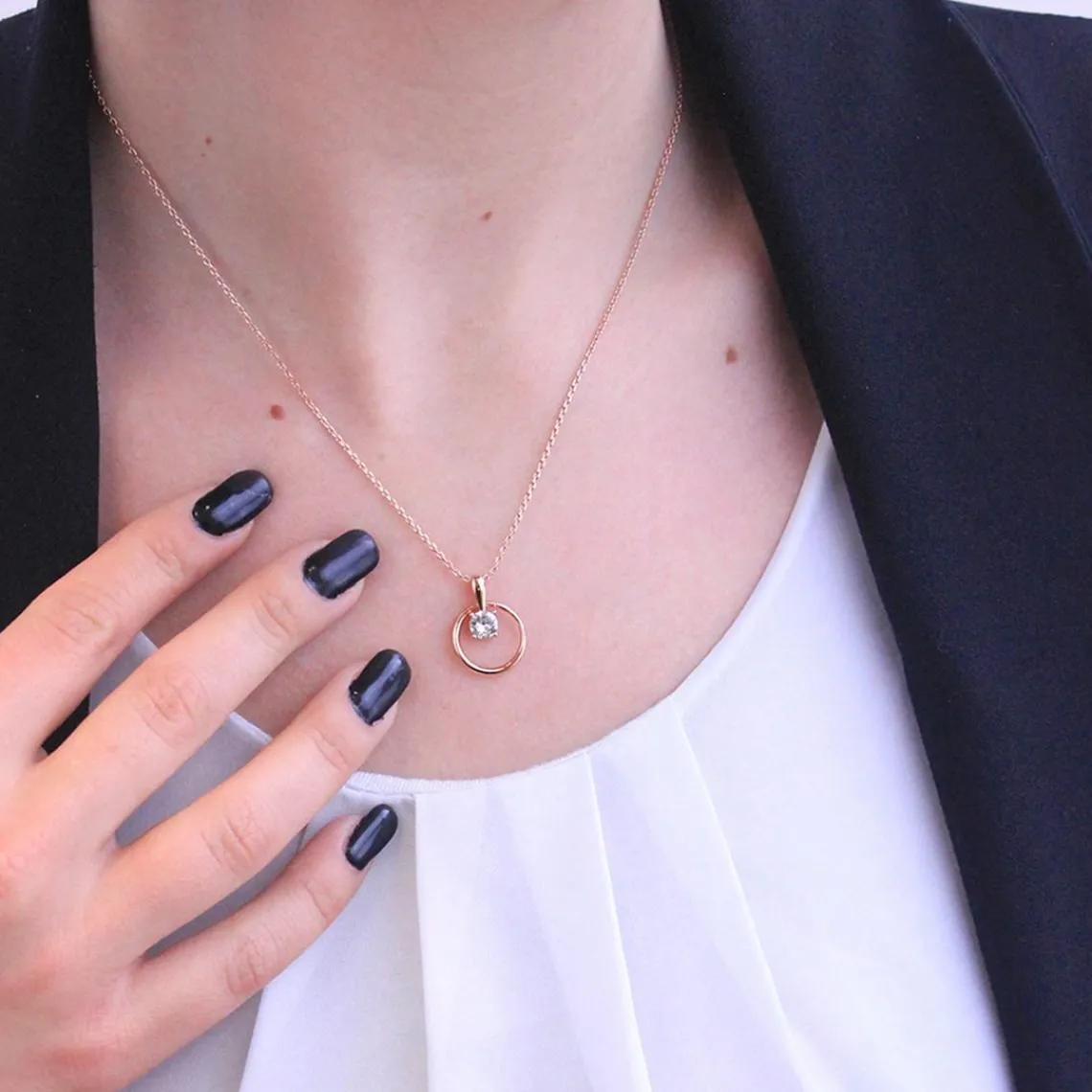 MYC-Paris Collier Femme Solitaire - DP0181-RG Laiton Doré rose | Femme Collier Et Pendentif