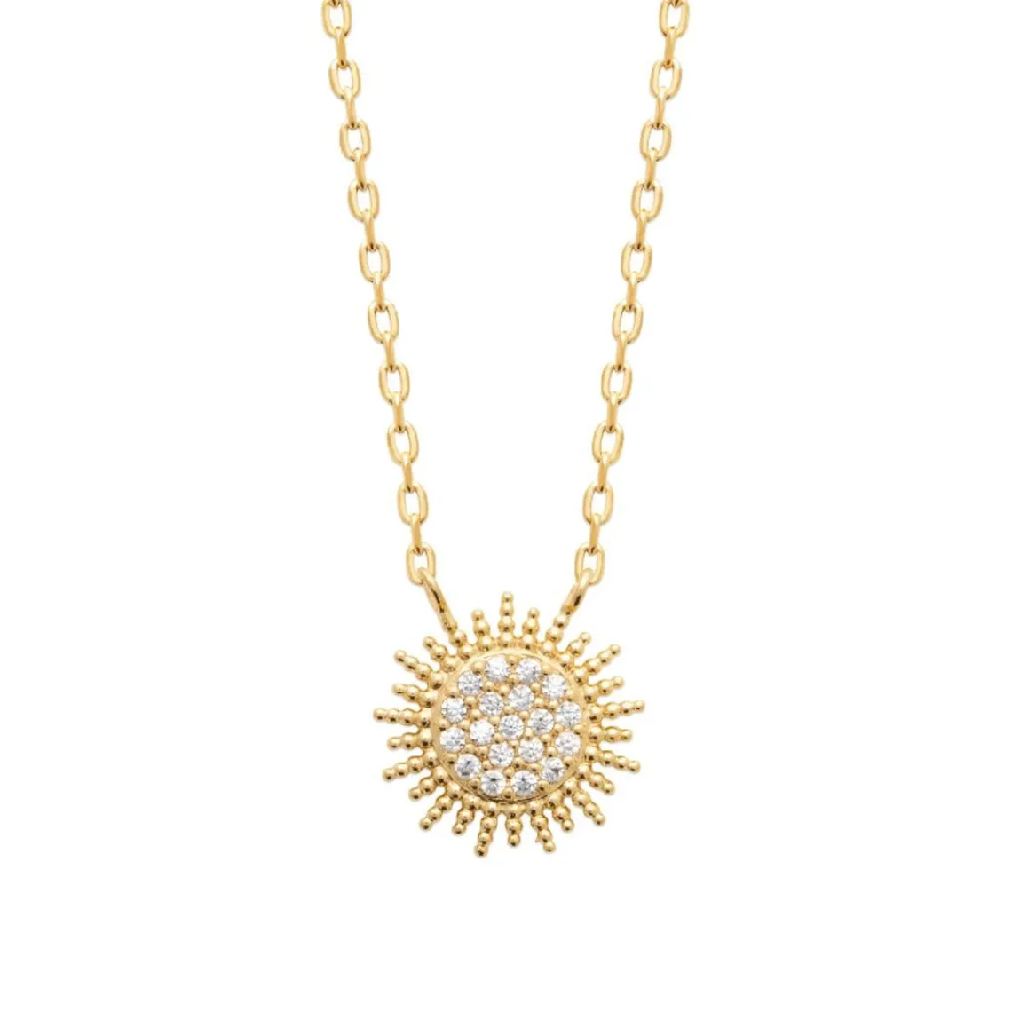 Maison de la Bijouterie Collier femme plaqué or blanc serti griffe - UW3Y5W45 | Femme Collier Et Pendentif