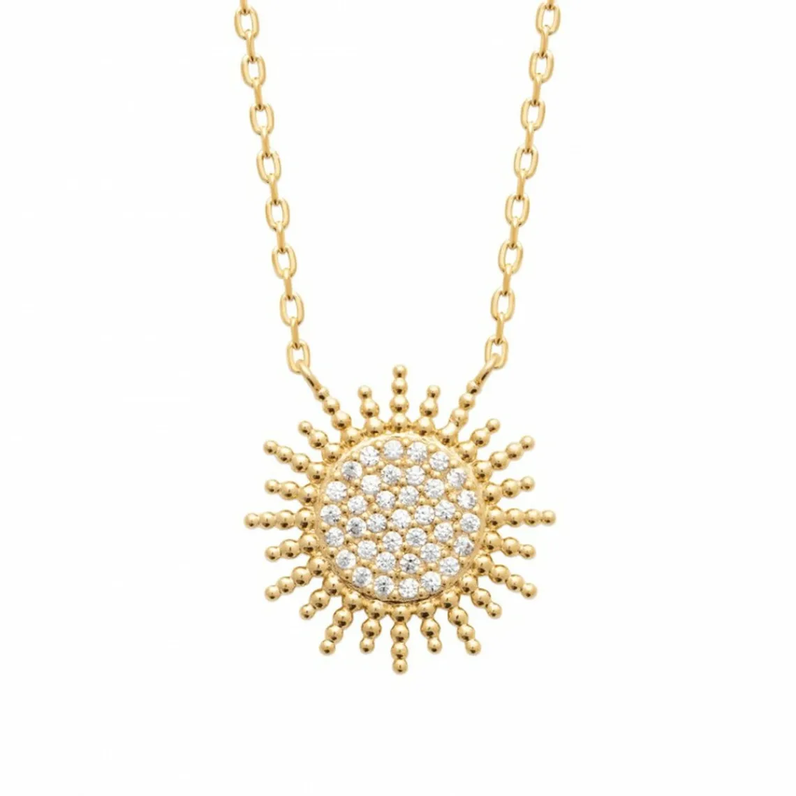 Maison de la Bijouterie Collier femme plaqué or blanc serti griffe - UW3Y5W45 | Femme Collier Et Pendentif