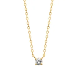 Maison de la Bijouterie Collier femme plaqué or blanc serti griffe classique - UW300445 | Femme Collier Et Pendentif