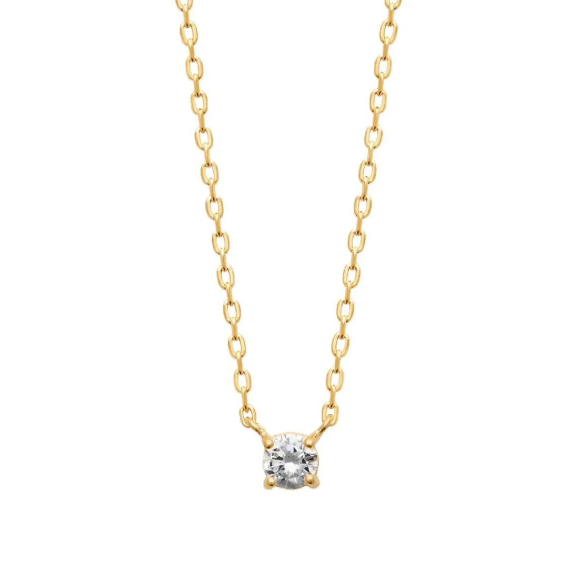 Maison de la Bijouterie Collier femme plaqué or blanc serti griffe classique - UW300445 | Femme Collier Et Pendentif