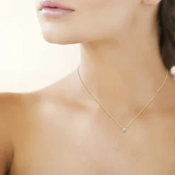 Maison de la Bijouterie Collier femme plaqué or blanc serti griffe classique - UW300445 | Femme Collier Et Pendentif