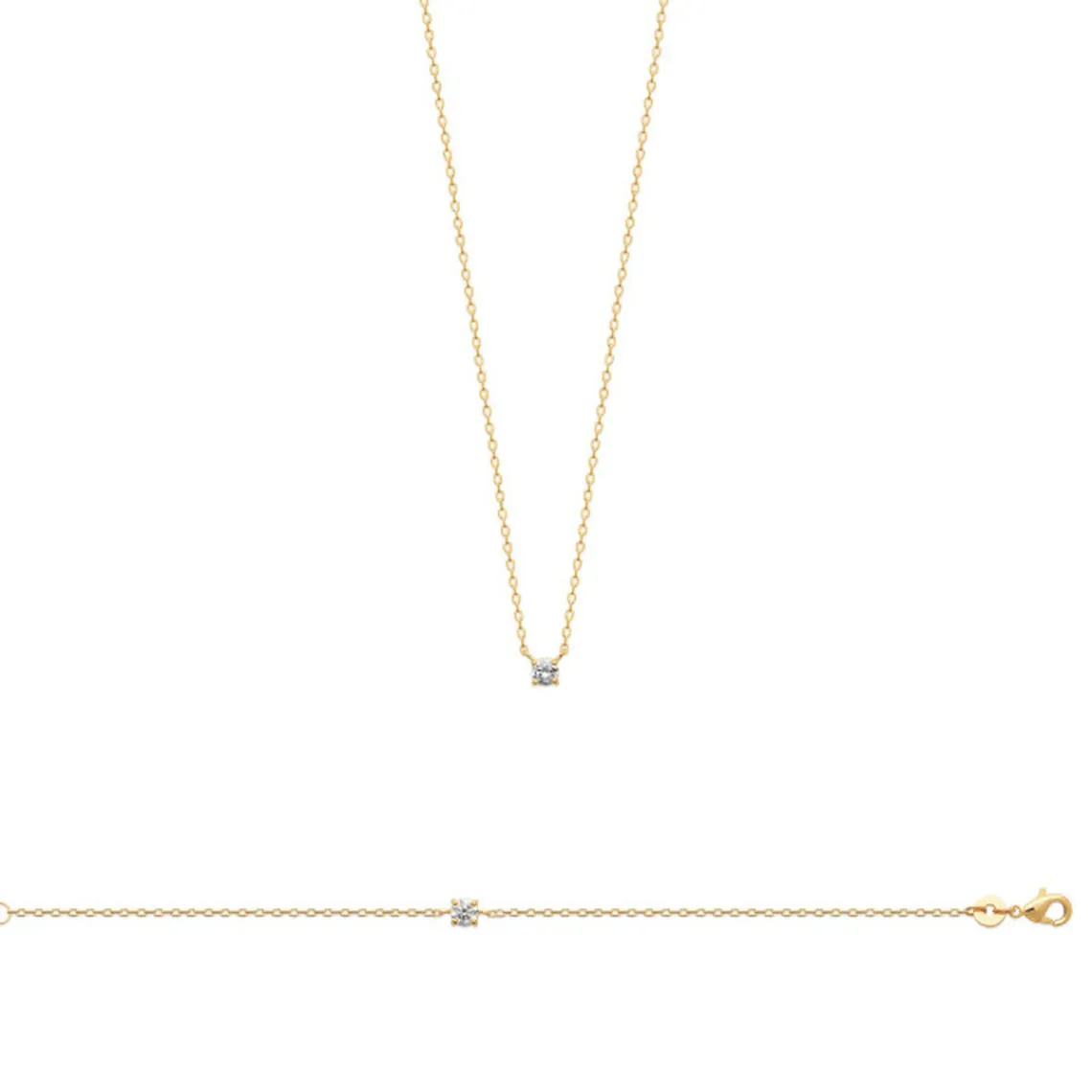 Maison de la Bijouterie Collier femme plaqué or blanc serti griffe classique - UW300445 | Femme Collier Et Pendentif