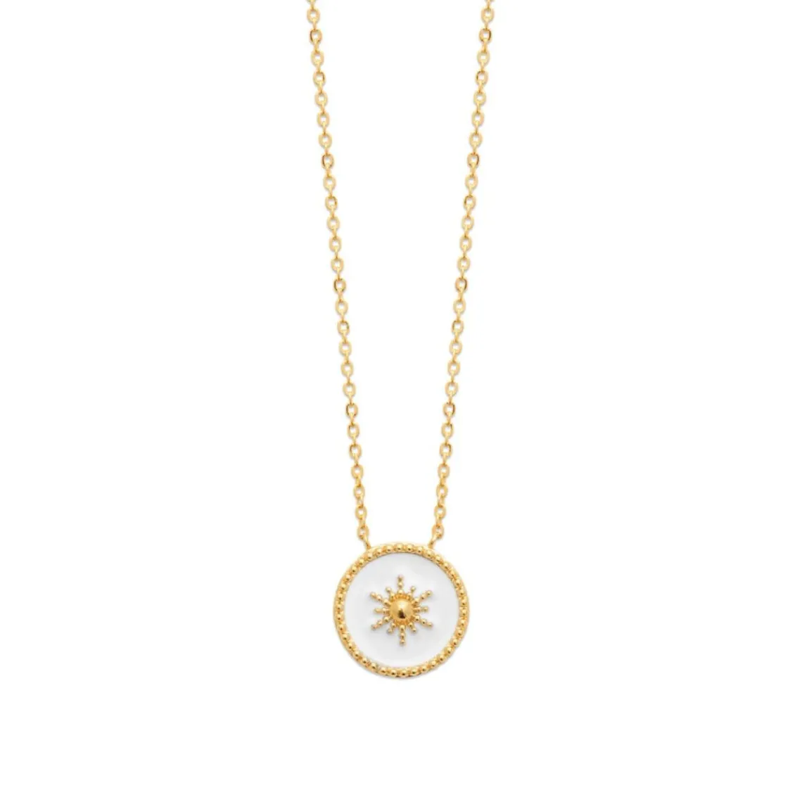 Maison de la Bijouterie Collier femme plaqué or laque blanc - UYZ6W445 | Femme Collier Et Pendentif