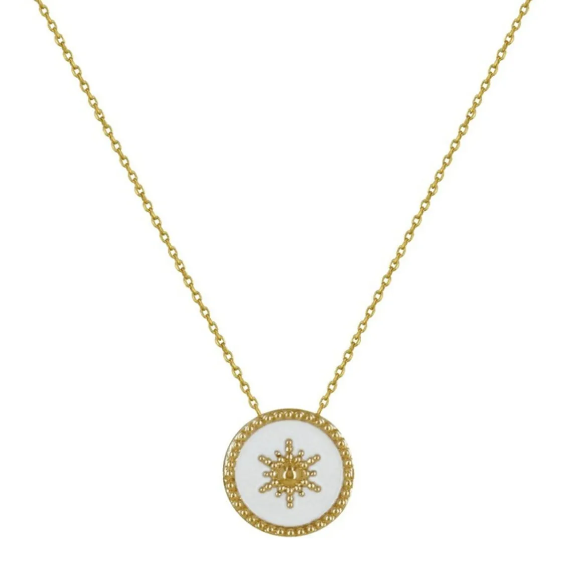 Maison de la Bijouterie Collier femme plaqué or laque blanc - UYZ6W445 | Femme Collier Et Pendentif