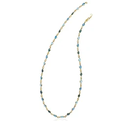 Maison de la Bijouterie Collier Femme plaqué or pierres bleues cristal YVV0VZ45 | Femme Collier Et Pendentif