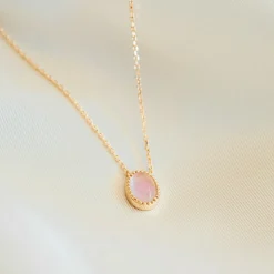 Maison de la Bijouterie Collier femme plaqué or quartz rose - UW3ZY645 | Femme Collier Et Pendentif