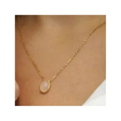 Maison de la Bijouterie Collier femme plaqué or quartz rose - UW3ZY645 | Femme Collier Et Pendentif
