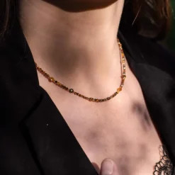 Sloya Collier Femme Paloma en pierres Oeil de Tigre | Femme Collier Et Pendentif