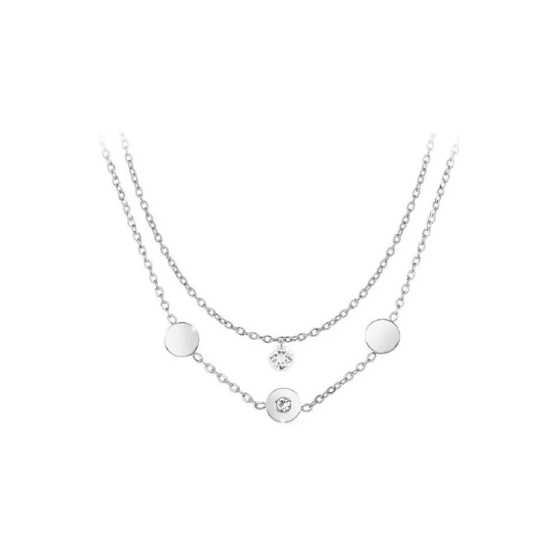 So Charm Bijoux Collier Femme So Charm - B2411-ARGENT+B2382-ARGENT-10001-CRYS - Collier Mode Argenté | Femme Collier Et Pendentif