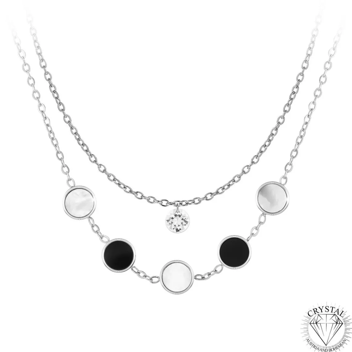 So Charm Bijoux Collier Femme So Charm - B2403-ARGENT+B2382-ARGENT-10001-CRYS - Collier Mode Argenté | Femme Collier Et Pendentif