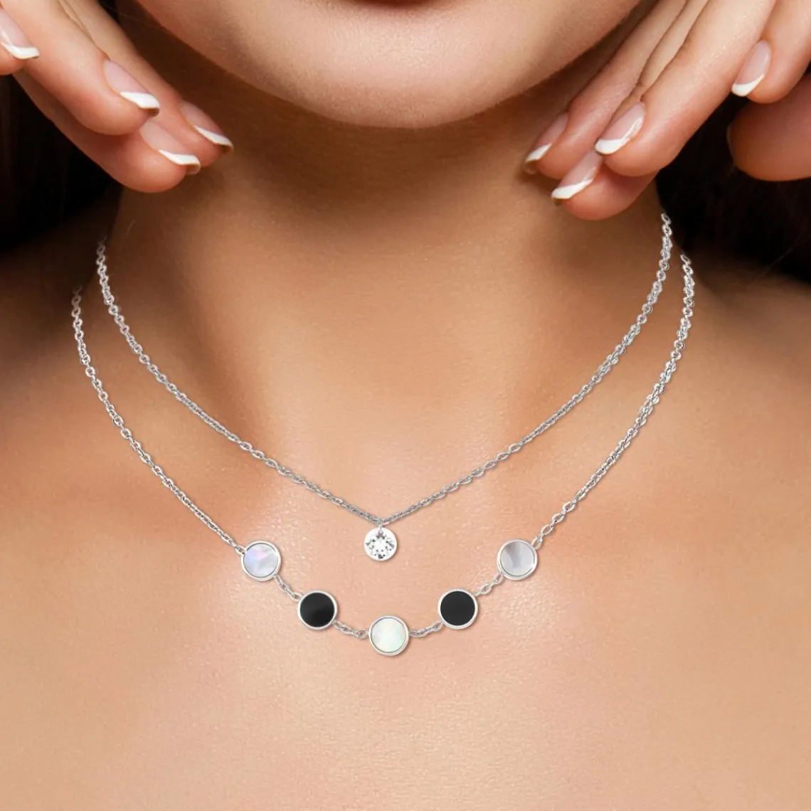 So Charm Bijoux Collier Femme So Charm - B2403-ARGENT+B2382-ARGENT-10001-CRYS - Collier Mode Argenté | Femme Collier Et Pendentif