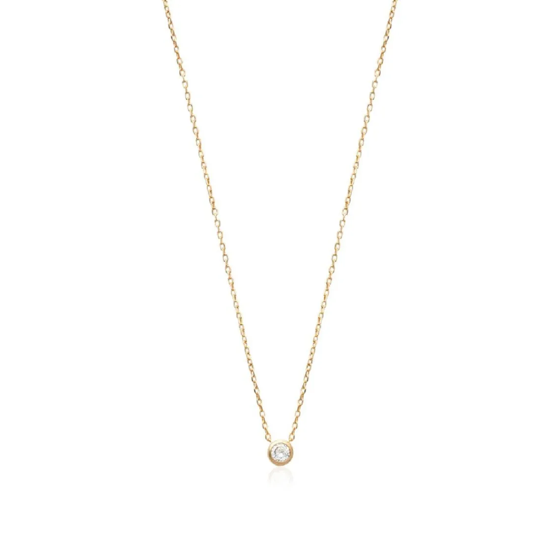 Maison de la Bijouterie Collier Femme solitaire plaqué or 40cm UWZ4W040 | Femme Collier Et Pendentif