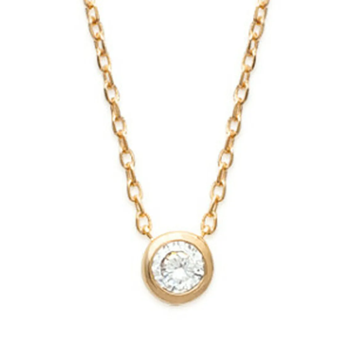 Maison de la Bijouterie Collier Femme solitaire plaqué or 40cm UWZ4W040 | Femme Collier Et Pendentif