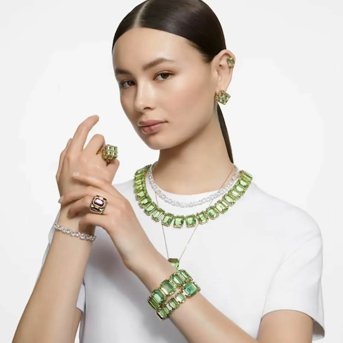 Swarovski Bijoux Collier Femme Swarovski - 5598261 Métal doré Vert | Femme Collier Et Pendentif