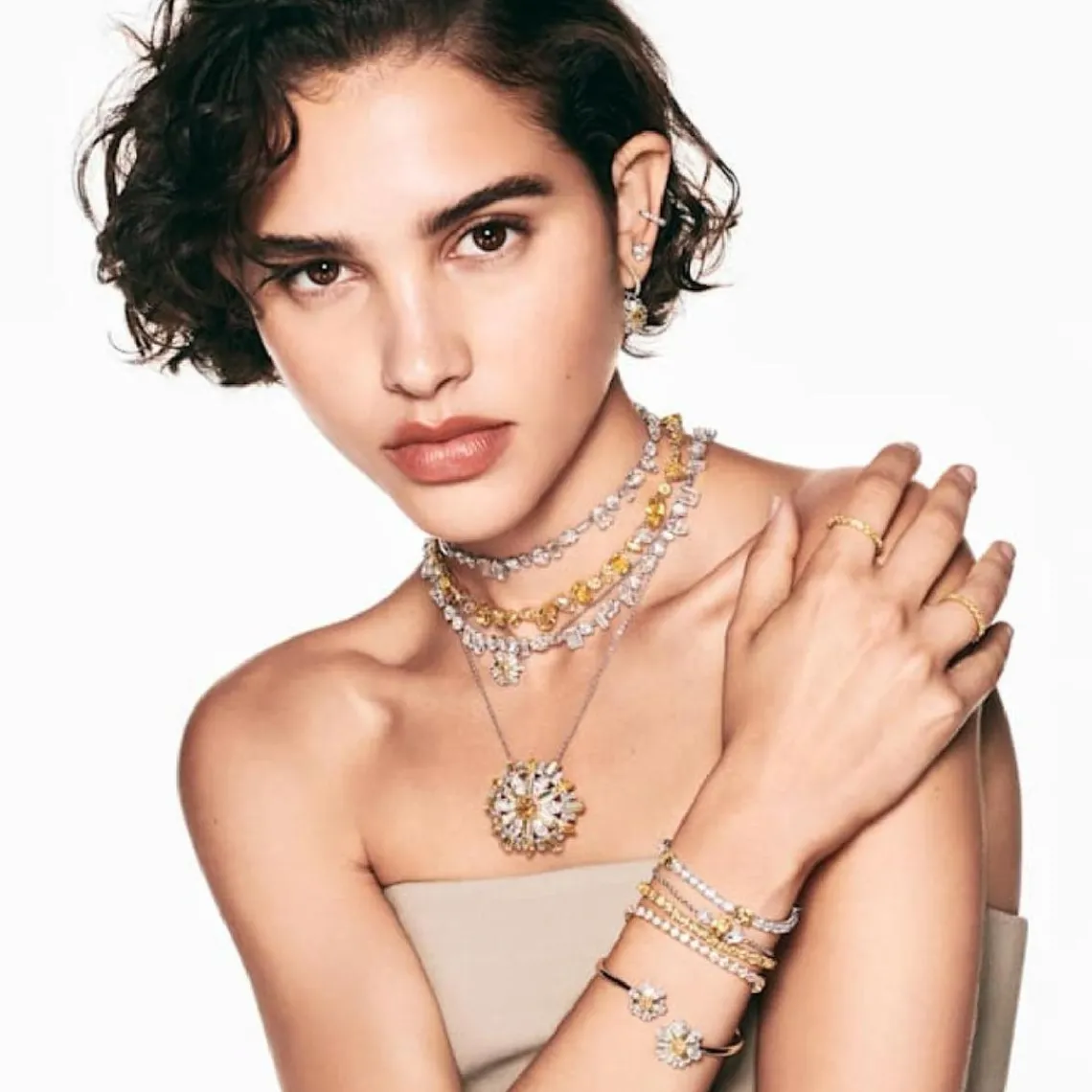 Swarovski Bijoux Collier Femme Swarovski Idyllia E - 5679939 jaune,argent | Femme Collier Et Pendentif