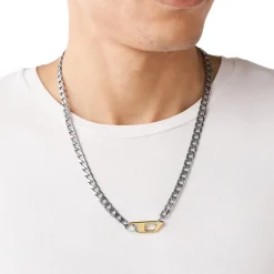 Diesel Bijoux Collier Homme Diesel DX1343040 - Acier argenté | Homme Colliers Et Pendentifs