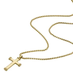 Fossil Bijoux Collier Homme - JF04701710 - Acier Doré | Homme Colliers Et Pendentifs