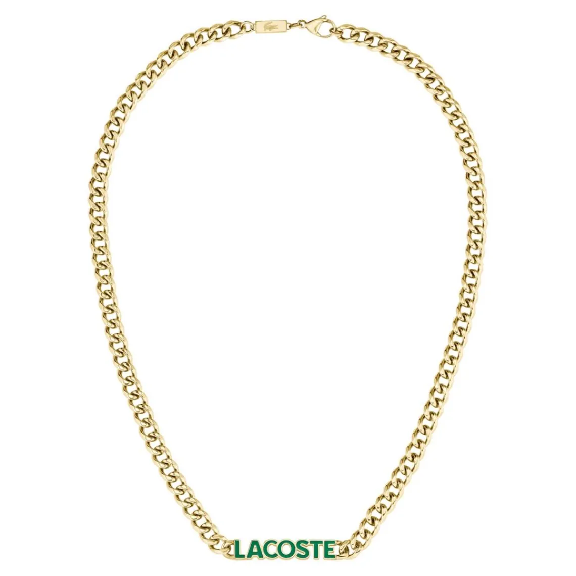 Lacoste Collier Homme Script - 2040475 Acier Doré, Vert | Homme Colliers Et Pendentifs