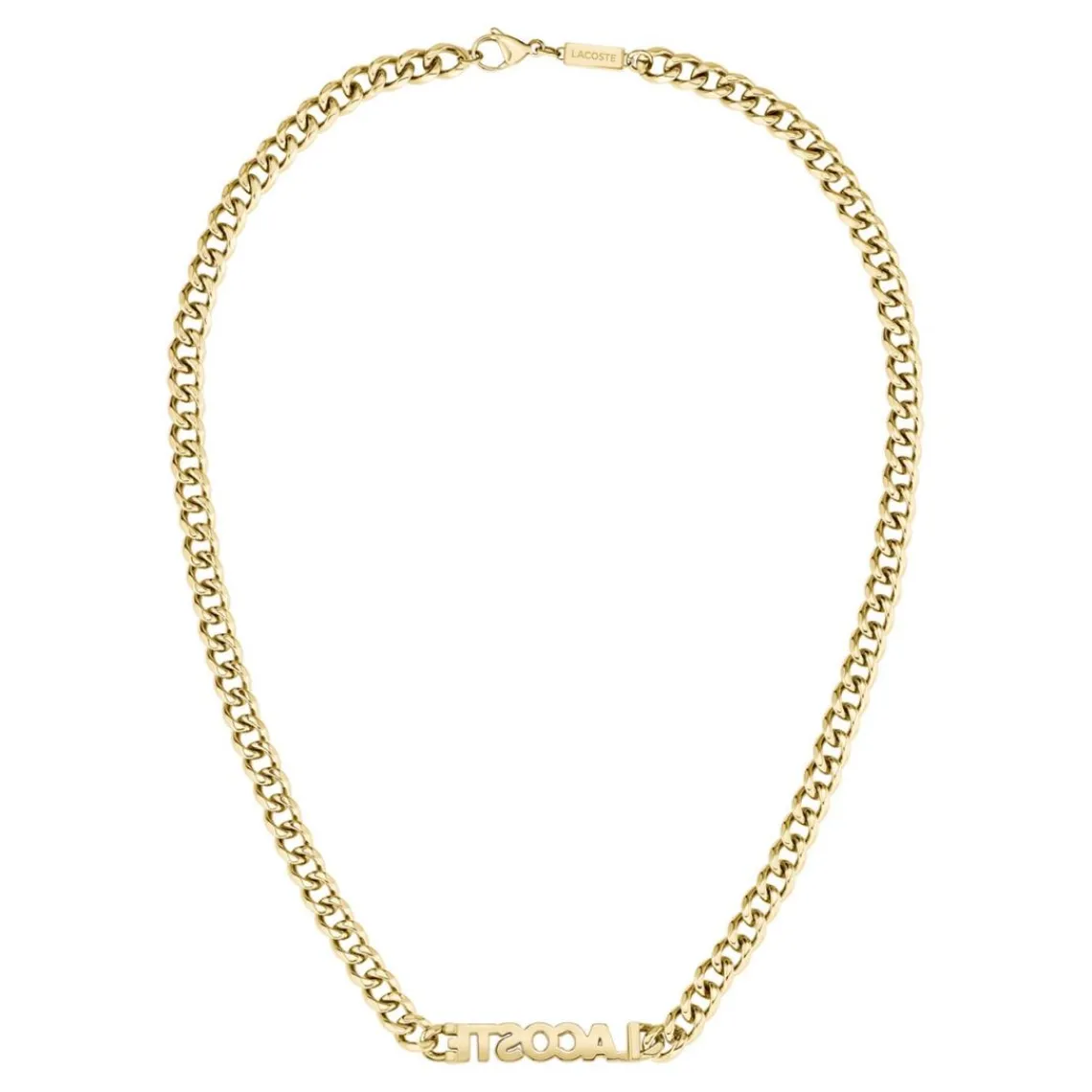 Lacoste Collier Homme Script - 2040475 Acier Doré, Vert | Homme Colliers Et Pendentifs