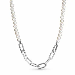 Pandora Collier Link et Perles culture d'eau douce ME | Femme Collier Et Pendentif