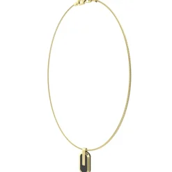 Guess Bijoux Collier Racer Tag Acier Doré Et Fibre De Carbone | Homme Colliers Et Pendentifs