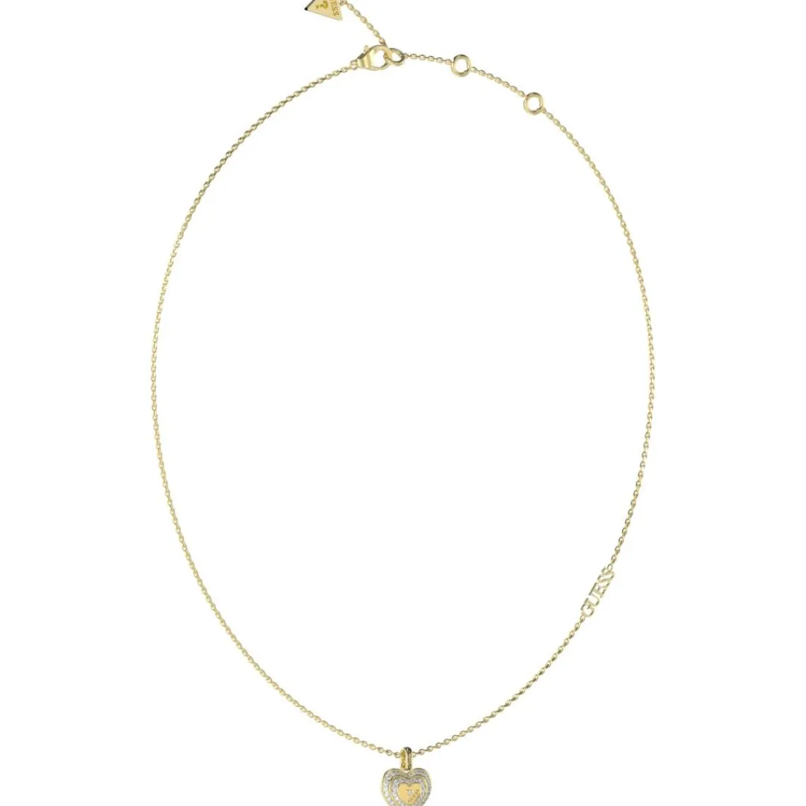 Guess Bijoux Collier Amami Acier Doré Cœur Pavé | Femme Collier Et Pendentif