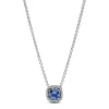 Pandora Collier avec Pendentif Halo Bleu Carré Scintillant | Femme Collier Et Pendentif