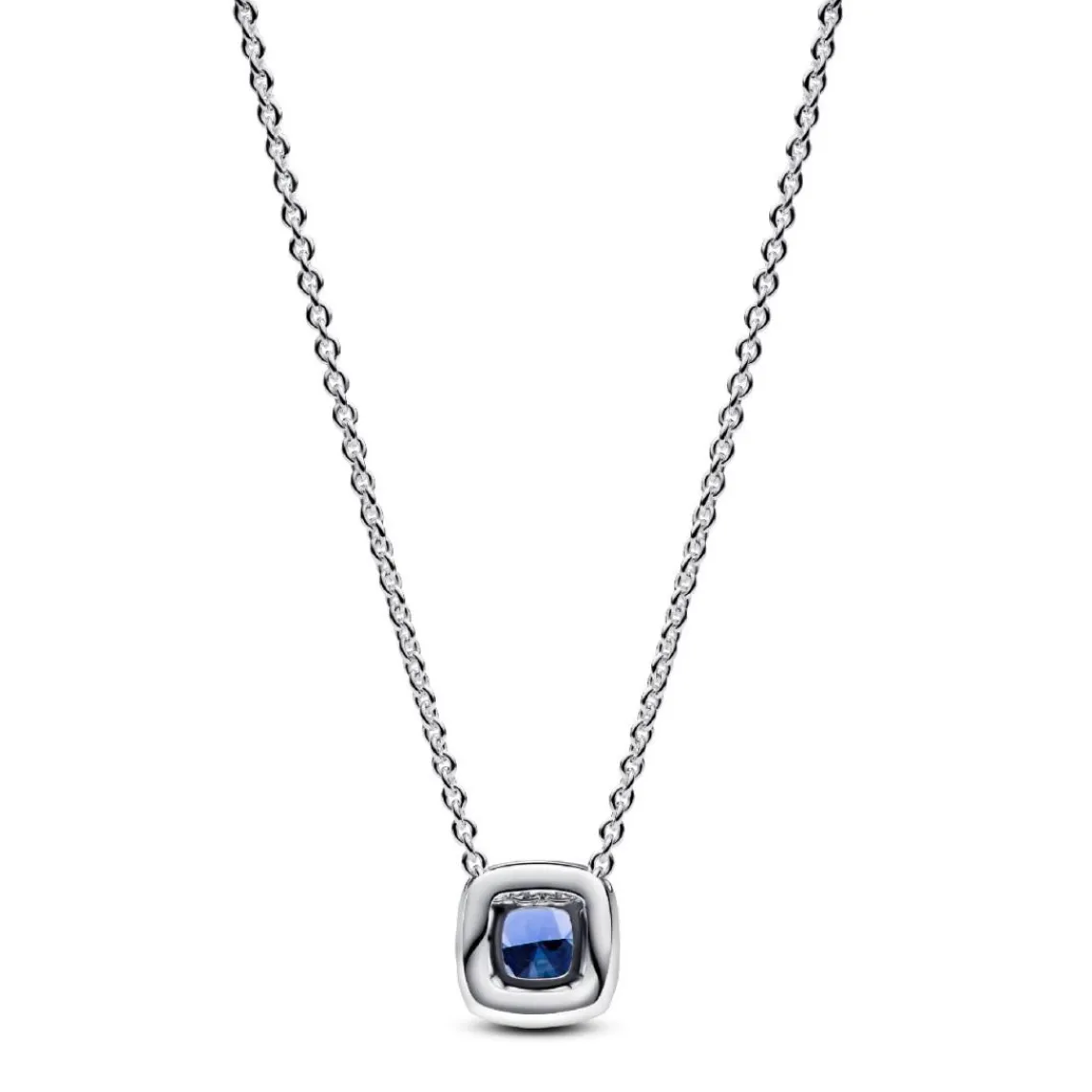 Pandora Collier avec Pendentif Halo Bleu Carré Scintillant | Femme Collier Et Pendentif