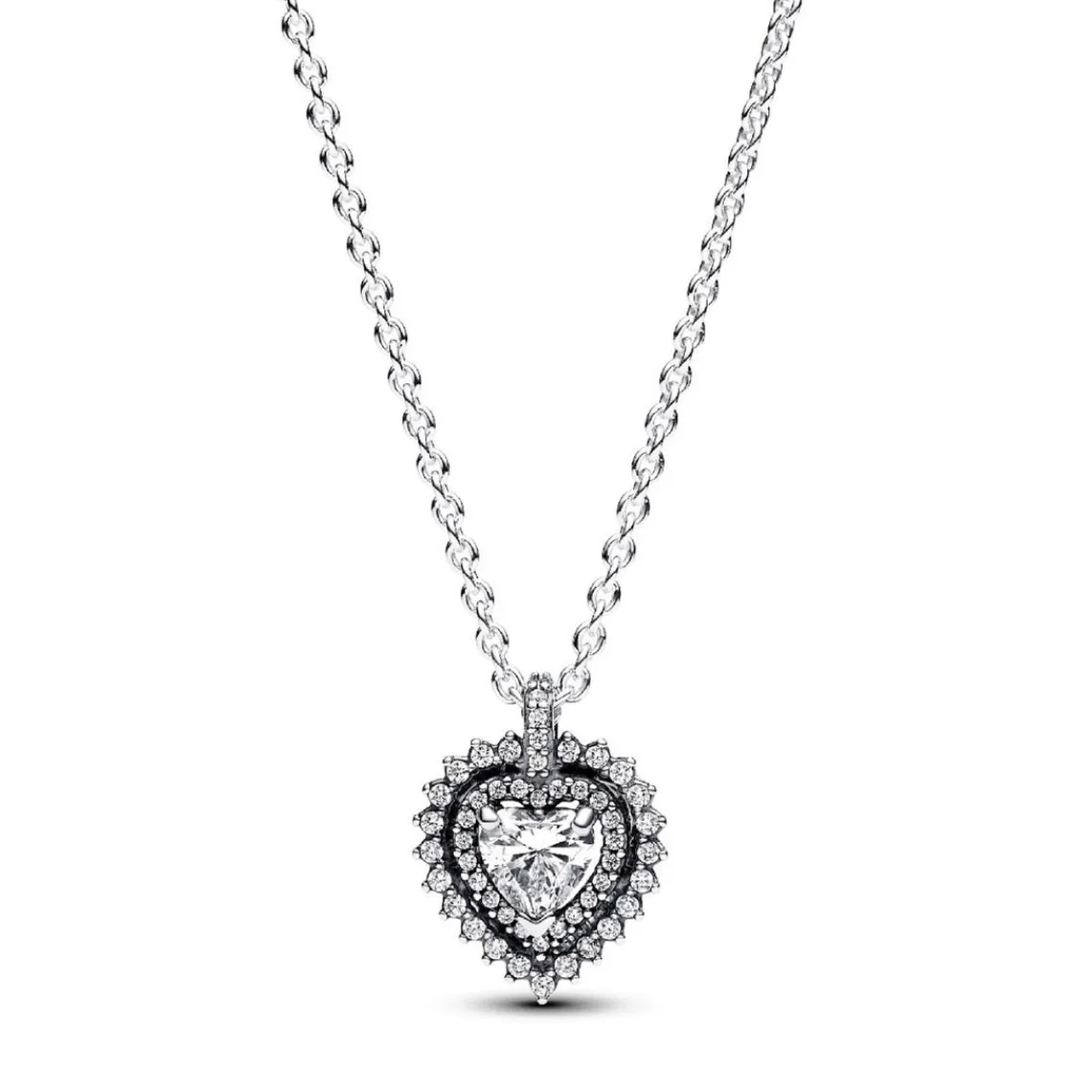 Pandora Collier avec Pendentif Halo Cœur Scintillant | Femme Collier Et Pendentif