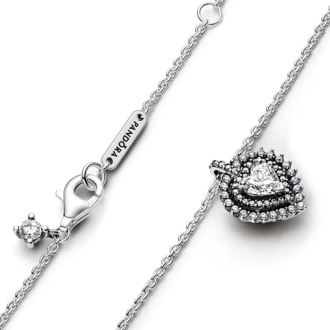 Pandora Collier avec Pendentif Halo Cœur Scintillant | Femme Collier Et Pendentif