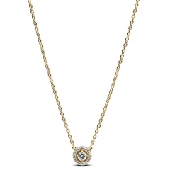 Pandora Collier avec Pendentif Halo Rond Pavé | Femme Collier Et Pendentif