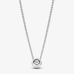 Pandora Collier avec Pendentif Halo Scintillant | Femme Collier Et Pendentif