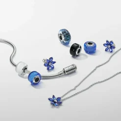 Pandora Collier avec Pendentif Herbier Scintillant Bleu | Femme Collier Et Pendentif
