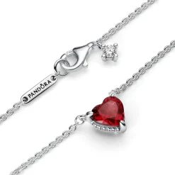 Pandora Collier avec Pendentif - Cœur Halo Scintillant | Femme Collier Et Pendentif