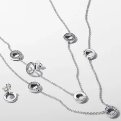 Pandora Collier Cercles Pavés | Femme Collier Et Pendentif