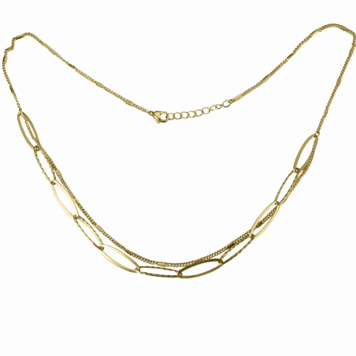 Clyda Bijoux Collier Charme Acier Doré Multi Chaines 42+3 cm | Femme Collier Et Pendentif