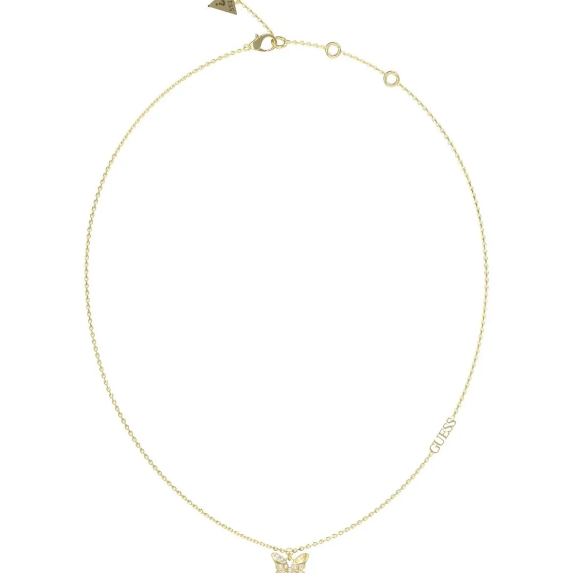 Guess Bijoux Collier Chrysalis Acier Doré Et Papillon Pavé De Zircons Cubiques | Femme Collier Et Pendentif