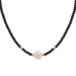 Edforce Collier et pendentif Femme 534-0113-N - Perle noir | Femme Collier Et Pendentif