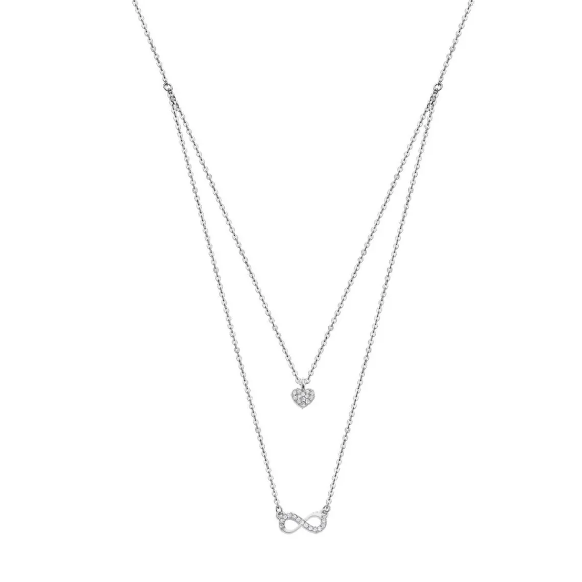 Lotus Silver Collier et pendentif Trendy LP1680-1-3 - Collier et pendentif Argent Double Chaine Cœur Et Infini Femme | Femme Collier Et Pendentif