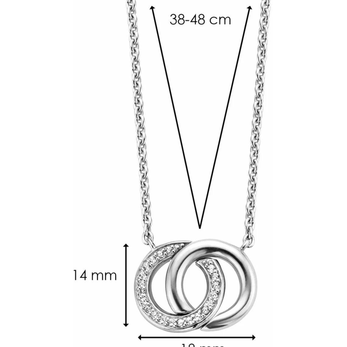 Ti Sento Collier et pendentif 3822ZI - Collier et pendentif Anneaux entrelacés Argent Femme | Femme Collier Et Pendentif
