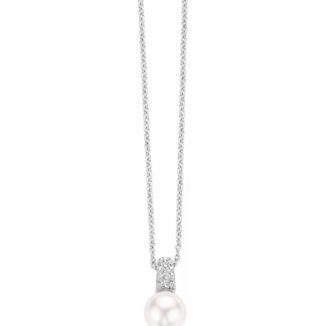Ti Sento Collier et pendentif Liberation 3877PW-42 - Collier et pendentif Perle Blanche Cristaux Femme | Femme Collier Et Pendentif