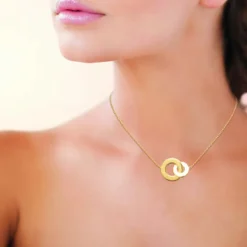 Maison de la Bijouterie Collier fantaisie double rond Femme plaqué or UYZZ6445 | Femme Collier Et Pendentif