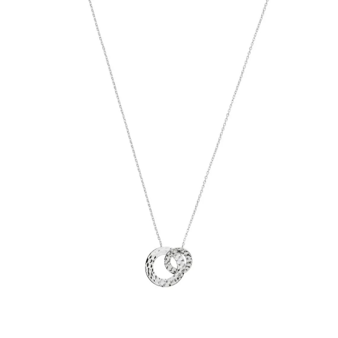 Maison de la Bijouterie Collier fantaisie double rond martelé Femme WYZ63U45 Argent | Femme Collier Et Pendentif