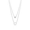 Maison de la Bijouterie Collier fantaisie double rond oxyde Femme argent VWZUY345 | Femme Collier Et Pendentif