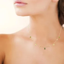 Maison de la Bijouterie Collier fantaisie femme cristal vert plaqué or UW404Y45 | Femme Collier Et Pendentif